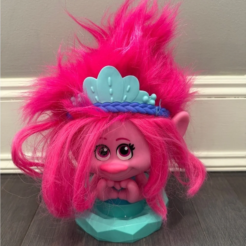 Dreamworks Trolls Poppy Doll with Pink Hair and Blue Tiara Styling Head Girls